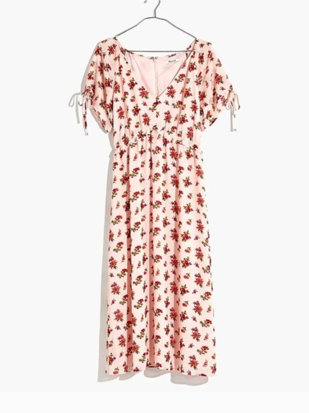 Madewell Tie-Sleeve Ruffle-Waist Midi Dress Size 2 in Countryside Blooms L8274